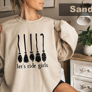 Halloween Witch themed Sweatshirt Nwot Tan black large